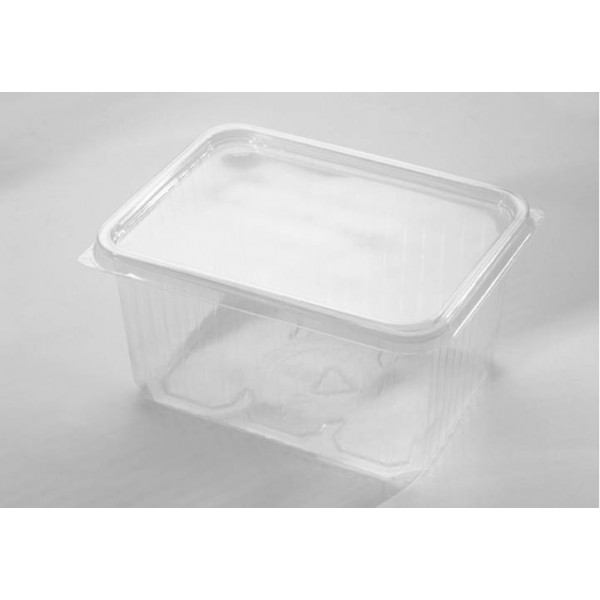 BARQUETTE PLASTIQUE TRANSPARENT RECTANGLE AVEC COUVERCLE 500 ml 5x50 soit  250 PCS